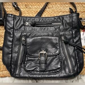 John Romaine Black Leather Purse